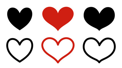 Red and black heart shape isolated on white background, Flat Modern design, illustration Vector EPS 10 