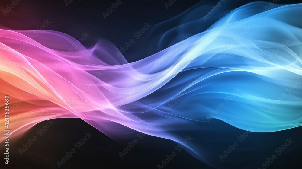 Poster a colorful wave of light with a blue and purple section. the colors are bright and vibrant, creating