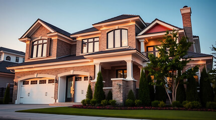 Obraz premium Luxury Dream Home: Captivating Modern Architecture and Exquisite Landscaping