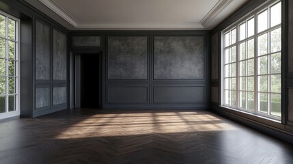 Fototapeta premium a room with a door and a window
