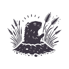 Groundhog Day Silhouette Graphic Template