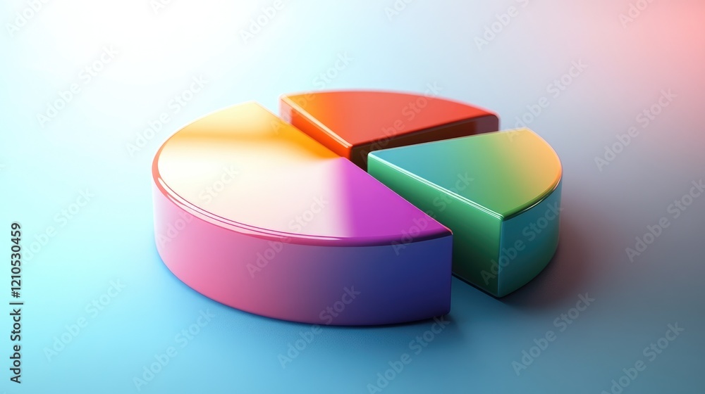 Poster a high-resolution image of a d pie chart with colorful segments, displaying various data proportions