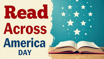 Joyful banner for National Read Across America Day featuring an open book with a festive design, highlighting the importance of literacy and education.