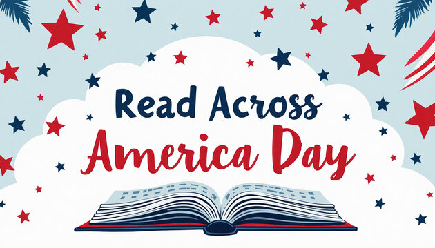 Engaging illustration for National Read Across America Day featuring a colorful book design with stars and stripes, celebrating the joy of reading. - Powered by Adobe