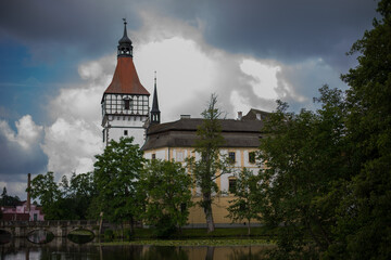 medieval castle Blatna with wooden fackverk tower