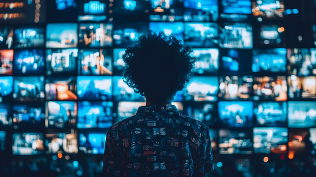 A person viewing a digital art collection in the metaverse, engaging with interactive art pieces in a fully immersive environment 
