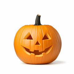 Carved Halloween pumpkin against white background.  Perfect for autumn, Halloween, or fall themed designs