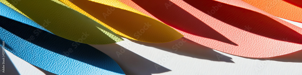 Poster overlapping textured paper sheets with shadows