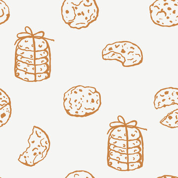 Seamless pattern with hand drawn cookies