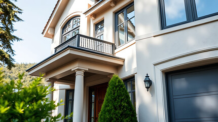 Fototapeta premium Luxury Home Exterior: Modern Architecture, Elegant Design, and Stunning Facade