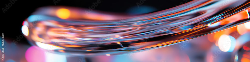 Poster abstract image of translucent object with internal reflections and bokeh lighting