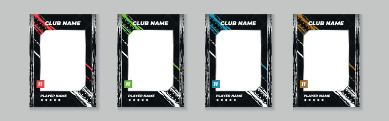 Photo frame or border collection for hockey, basketball and football player, trading card template design for sports, picture frame for player performance, sports flyer design, template eps 10. © Graphaxil