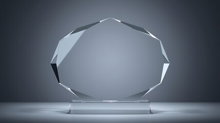 Empty acrylic award design mockup, blank glass trophy mockup. Template for a transparent crystal prize plate.