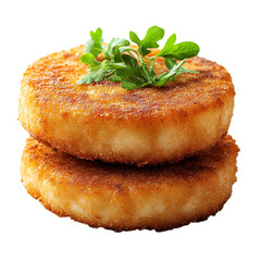 Delicious Crispy Fried Fish Cakes with Parsley Garnish