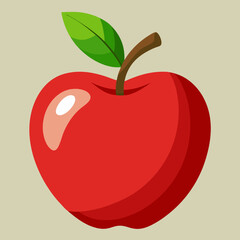 red apple with leaf