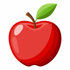 red apple with leaf