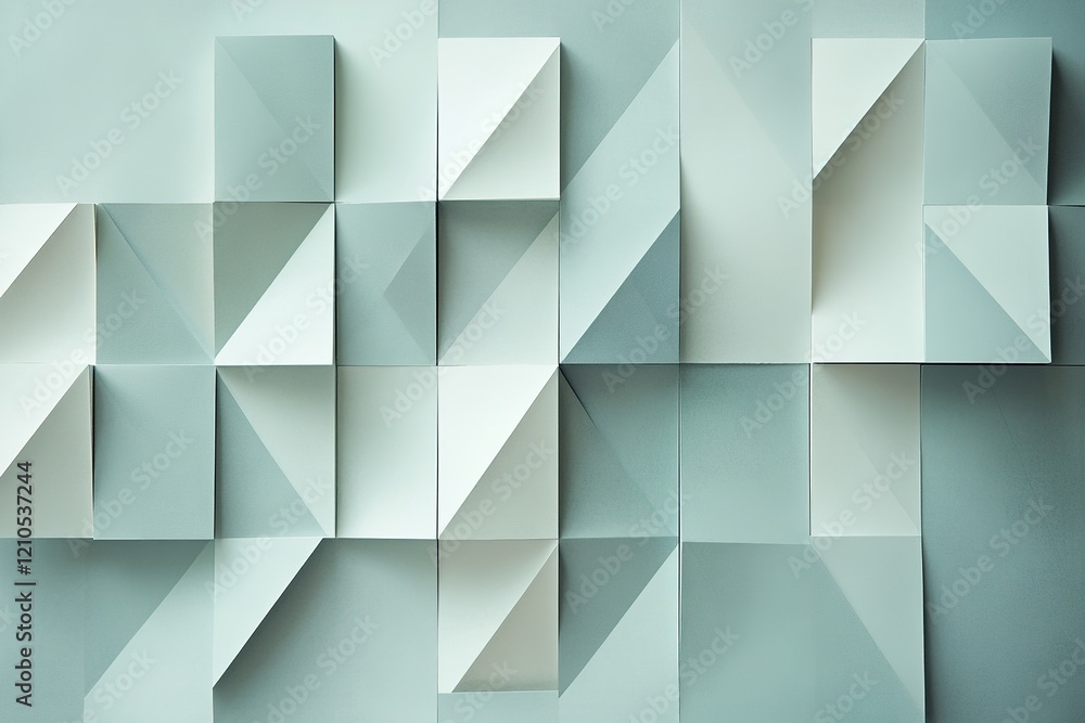 Poster an intricate arrangement of overlapping geometric panels creates a visual masterpiece in muted light