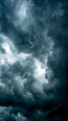 Storm clouds with thick swirls, dramatically lit, creating a tense atmosphere.