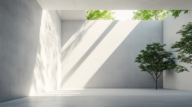 Minimalist Indoor Garden: Sunlight Streaming Through Modern Architecture