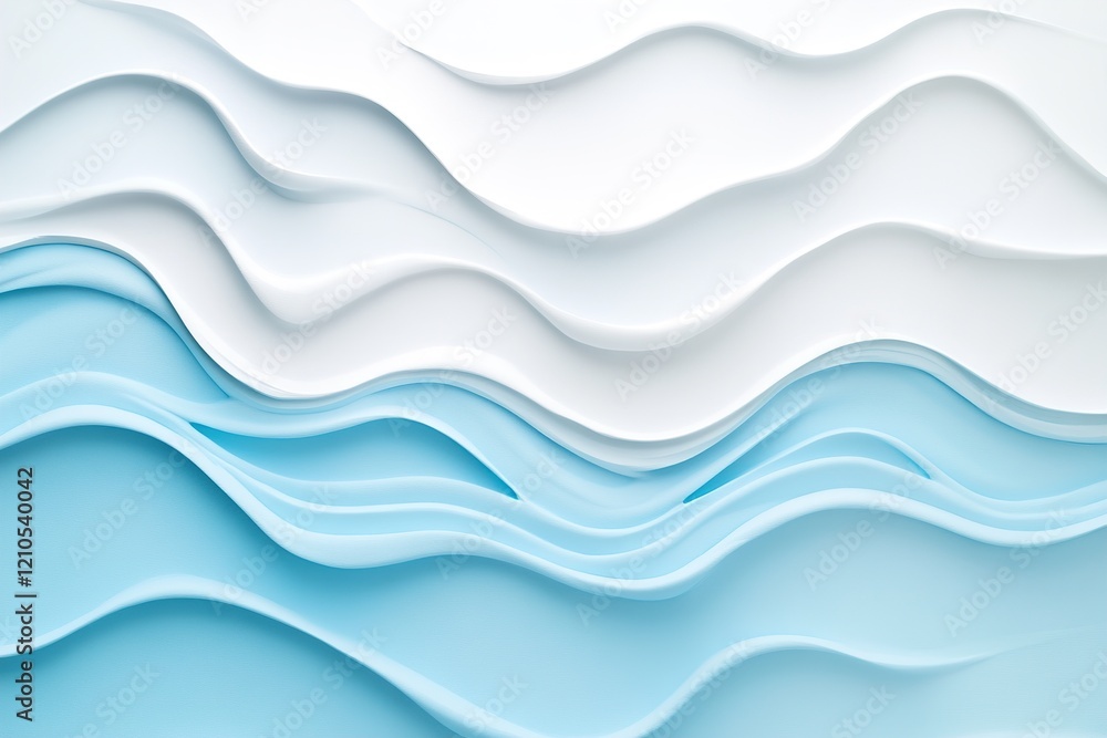 Poster this abstract design features soft ripple patterns in light blue set against a clean white surface, 