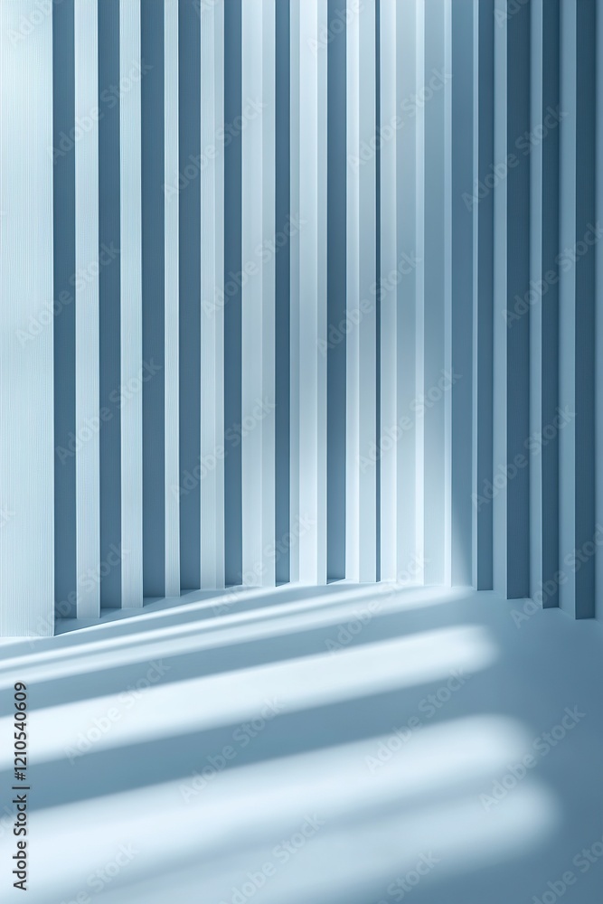 Poster soft light blue tones create a minimalist atmosphere with vertical grooves and subtle shadows, offer