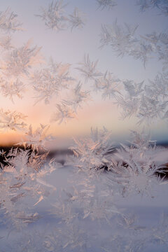 Frosty Patterns on Window in Swedish Lapland