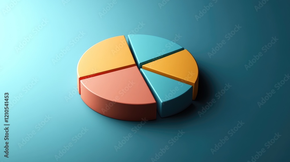 Poster a visually striking image of a d pie chart with segments popping out and a sleek, professional desig