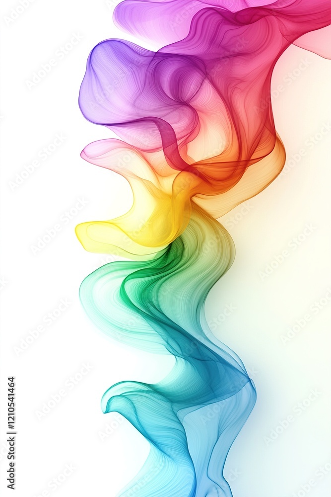 Poster this abstract composition features iridescent rainbow waves with smooth transitions and soft metalli