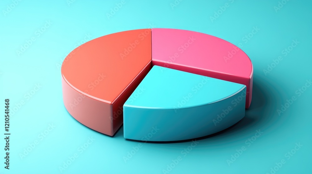 Poster a visually striking image of a d pie chart with segments popping out and a sleek, professional desig