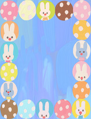 Fototapeta premium Easter card , rabbits and friend , pastel oil painting illustration kid frame . cute greeting background