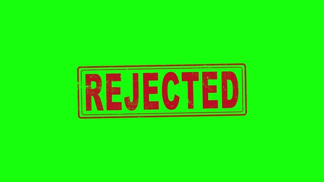 Rejected stamp stamp with red ink animation on green scren background.  Rubber stamp with grunge texture, motion graphics, animation, footage, 4K