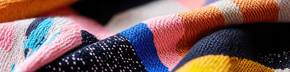 Multicolored Striped Knit Fabric Detail