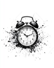 Classic Bell Alarm Clock Sounding on a Crisp White Backdrop