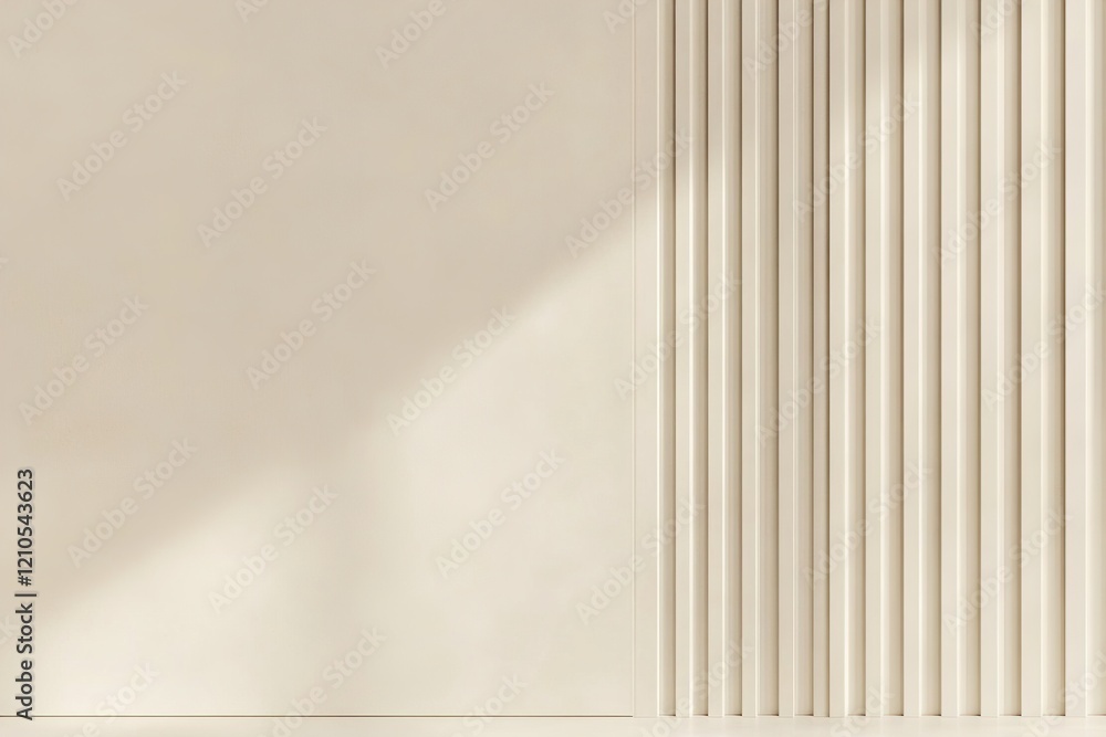 Poster the interior showcases elegant nordic design, featuring smooth walls with vertical grooves in soft b