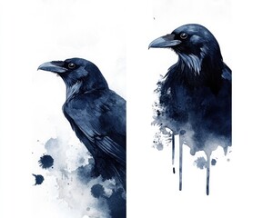 Moody Raven Bookmark Design - Dark Fantasy Watercolor Illustration for Horror Reads with Inspirational Quote