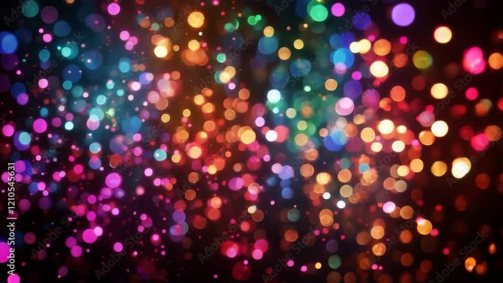 Poster multicolored bokeh lights creating a vibrant, dreamy effect on a dark backdrop