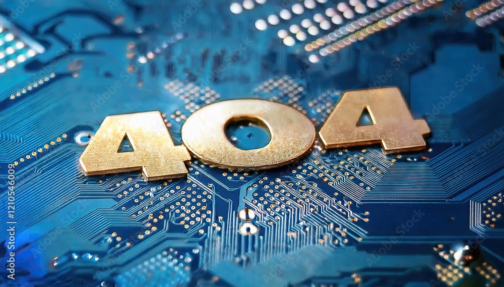 Poster error 404 on computer circuit board background