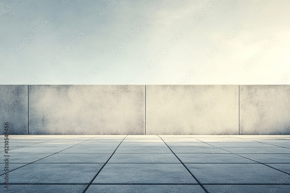 Poster calming architectural background features a smooth concrete wall with subtle shadows and a neutral s