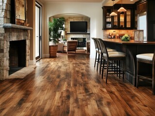 Fototapeta premium Stylish Family Room Featuring a Cozy Wet Bar Nook in a Bright and Beautiful Indoor Space