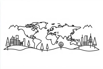Obraz premium One line style world - Simple modern minimaistic style.