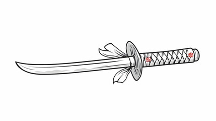 Katana sword illustration, Japanese weapon, white background, martial arts design, historical weapon
