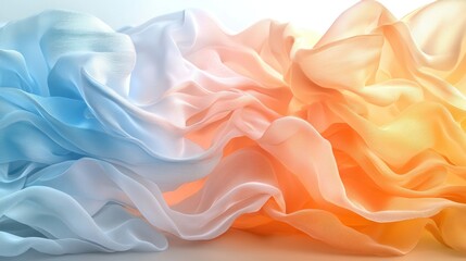 Obraz premium Flowing pastel fabric, studio shot, gradient, background blur, design
