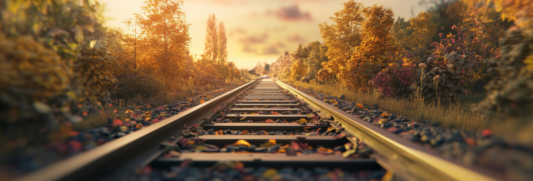 A train track with a beautiful view of nature