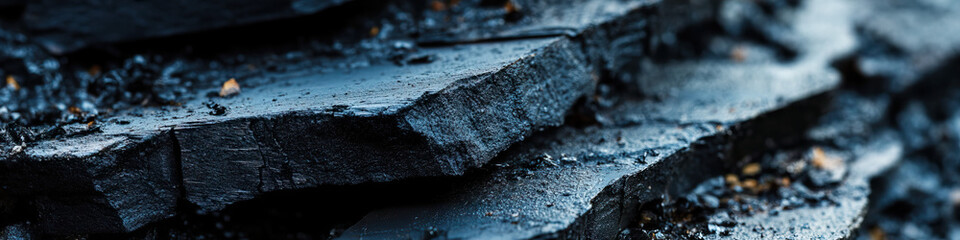 Fototapeta premium Close-up of Stacked Dark Gray/Black Material