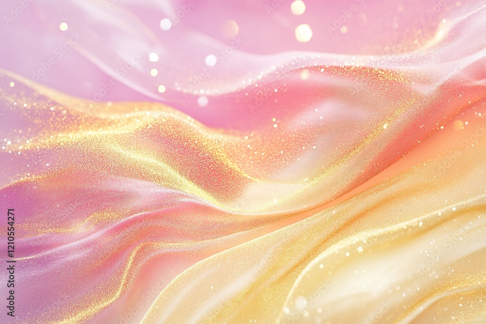 Poster delicate pastel hues blend seamlessly in an elegant gradient, enhanced with gold foil patterns and s