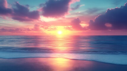 Fototapeta premium Serene Ocean Sunset Sky Beach Colors