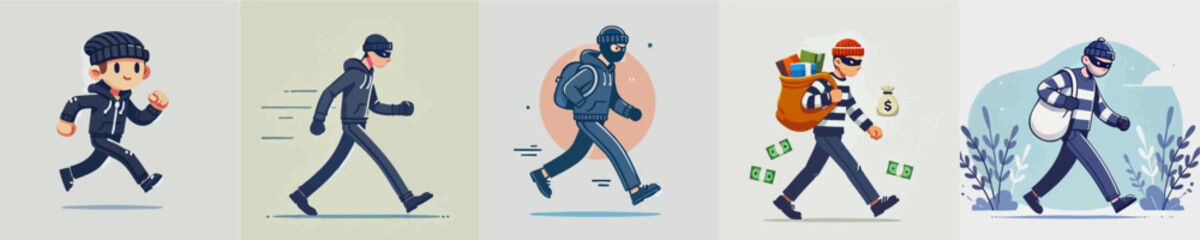 cartoon vector of a thief