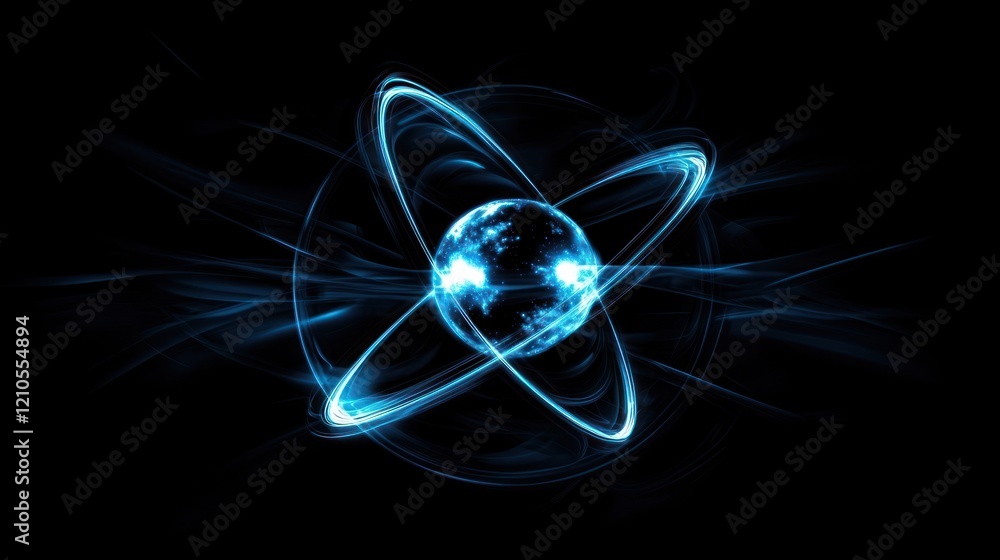 Poster dynamic atomic energy visualization digital art science abstract close-up modern concept