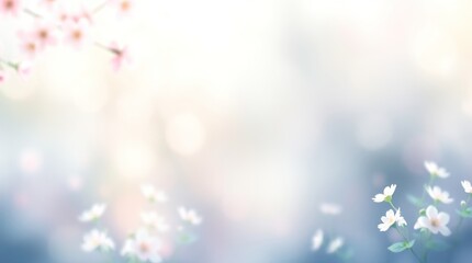 Obraz premium Delicate flowers bloom against a gently blurred background, creating a serene atmosphere that embodies the spirit of spring, inviting warmth and tranquility