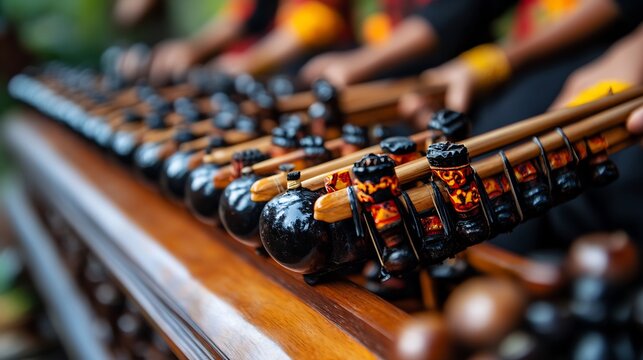 Close-up of Gamelan Saron Instruments in Bali